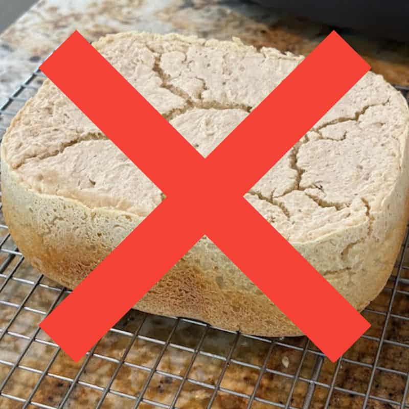 Example of a dry dense bread failure on wire cooling rack.
